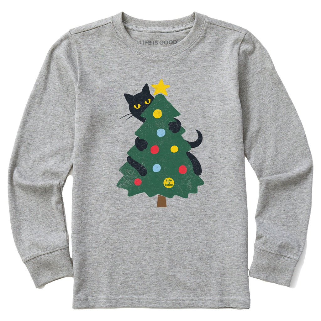 Kids Cat Christmas Tree Long Sleeve Crusher Tee product image 1