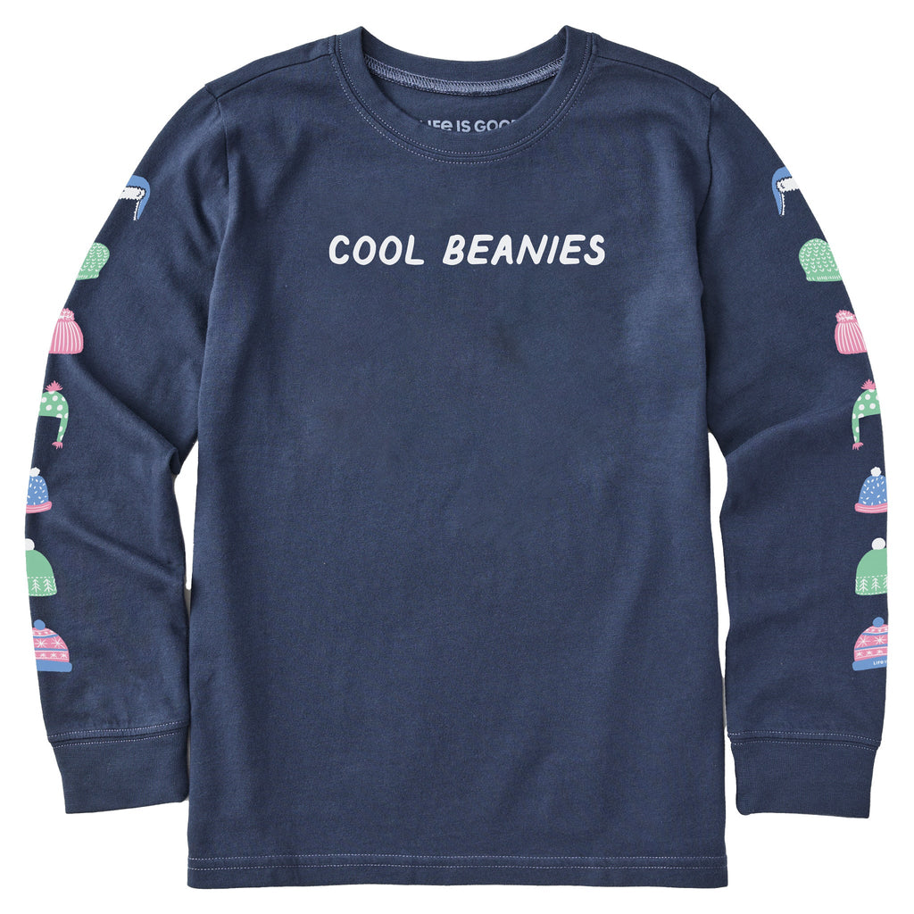 Kids Cool Beanie Hats Long Sleeve Crusher Tee