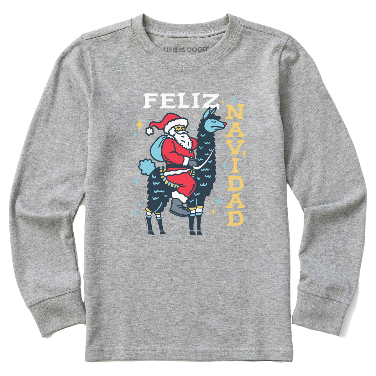 Kids Feliz Navidad Llama Long Sleeve Crusher Tee