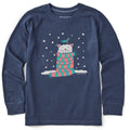 Kids Cozy Cat in the Snow Long Sleeve Crusher Tee product image 1