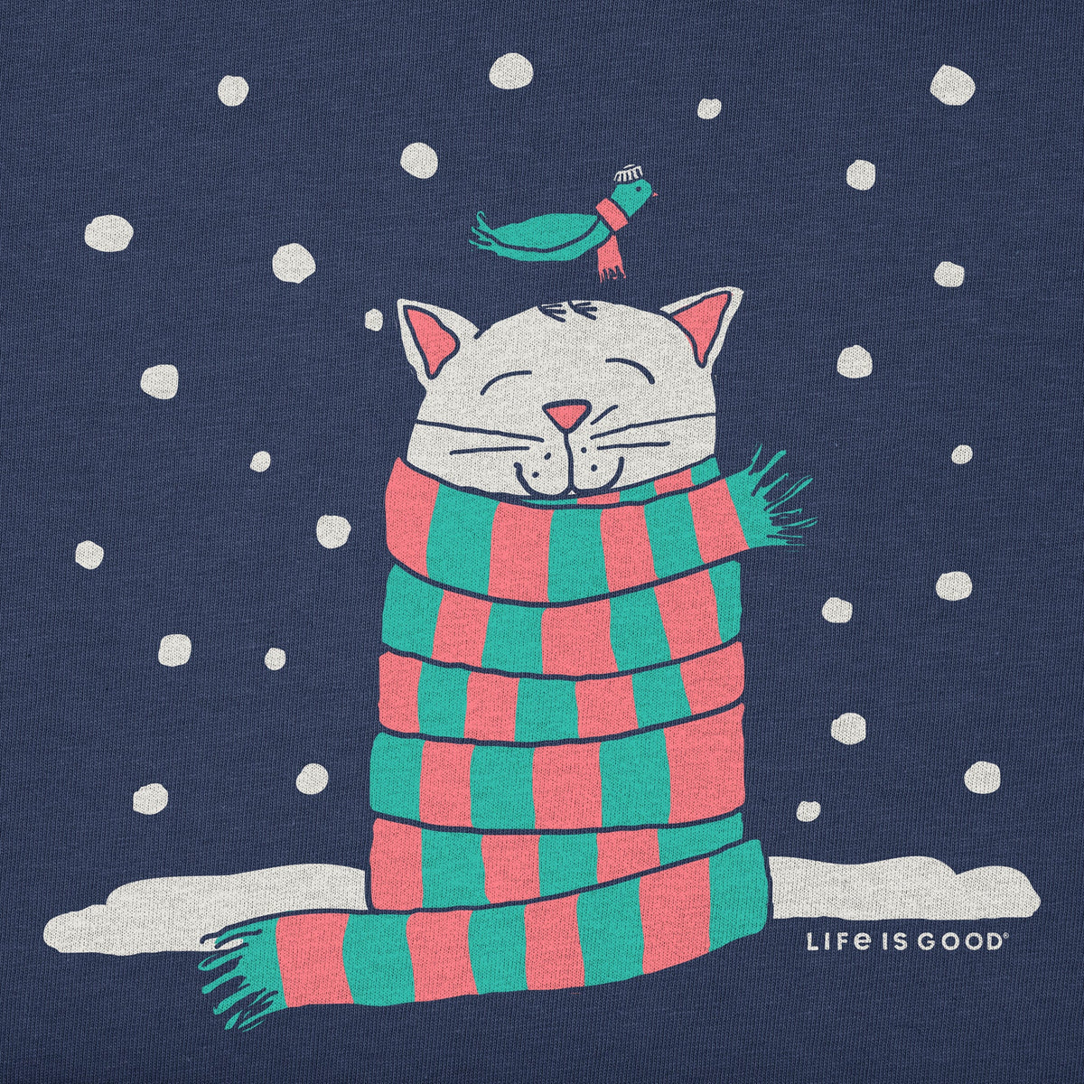 Kids Cozy Cat in the Snow Long Sleeve Crusher Tee product image 2